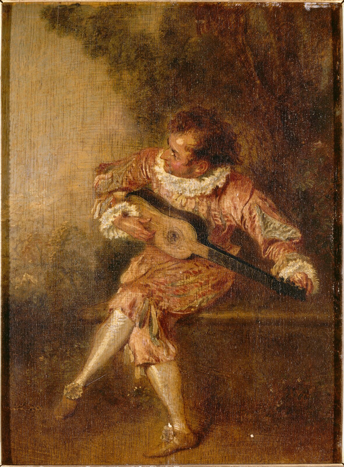 Antoine Watteau, The Guitar Player — a young musician playing the guitar